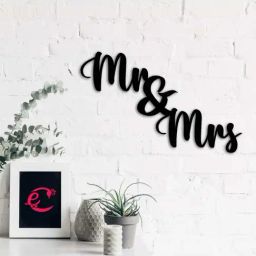 eCraftIndia 'Mr & Mrs' Black Engineered Wood Wall Art Cutout, Ready to Hang Home Decor-14