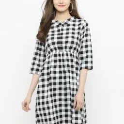 Sera White & Black Checkered Dress-image-57