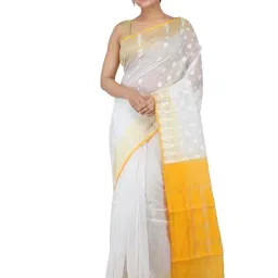Pinkloom White Woven Jamdani Saree-picture-30