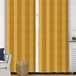 Saral Home Abstract Yellow Cotton 9ft Door Curtains - Set of 2-image-68