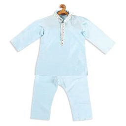 VASTRAMAY SISHU Aqua Blue Embroidered Kurta Set-image-89