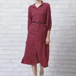Rangriti Maroon Printed A-Line Dress-image-52