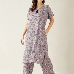 The Kaftan Company Purple Printed Kurta With Pyjamas-23
