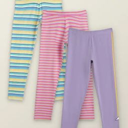 XY Life Kids Multicolor Cotton Striped Leggings (Pack of 3)-image-11