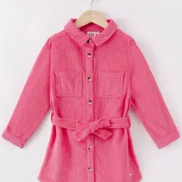 Ed-a-Mamma Kids Pink Cotton Self Full Sleeves Jacket-image-32