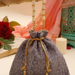 Glam Story Grey Embroidered Small Potli-image-34