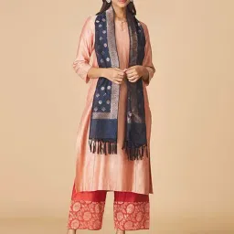 Fabindia Navy Woven Pattern Stole-picture-21