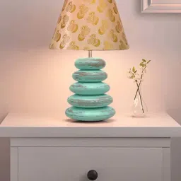 Homesake Golden & Green Wood Bedside Desk Nightstand Table Lamp-19