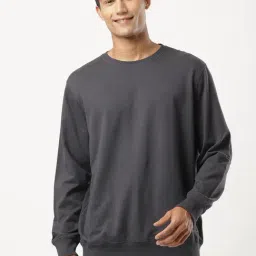 Jockey 2716 Dark Grey Super Combed Cotton French Terry Sweatshirt with Ribbed Cuffs-34