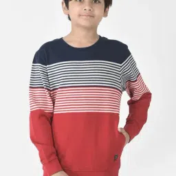 Crimsoune Club Kids Red & Navy Striped Full Sleeves Sweatshirt-image-96