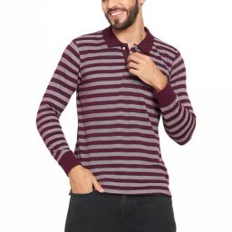 Duke Wine Slim Fit Striped Polo T-Shirt-image-8