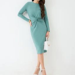 Globus Mint Green Slim Fit Textured Dress-image-60