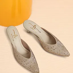 London Rag Women Embellished Synthetic Kitten Mules-39