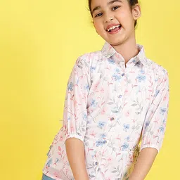Miss & Chief Floral Print Mandarin Collar Georgette Top-image-34