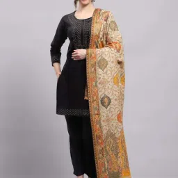 Monte Carlo Women's Mustard Self design Shawl-picture-48