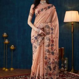 Satrani Peach Chanderi Woven Saree With Unstitched Blouse-image-34
