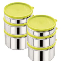 Magnus Green Stainless Steel Easy Lock Container - Set of 6-1