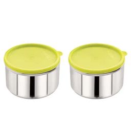 Magnus Green Stainless Steel Chocolate Easy Lock Round Container - Set of 2-33
