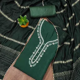 DIVASTRI Floral Embellished Beads and Stones Unstitched Dress Material-image-13