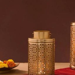 Fabindia Home Gold Metal Cutwork Noor Candle Holder-45