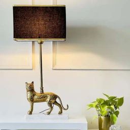 Casagold Gold Aluminum Cheetah Lamp With Marble Base-image-40