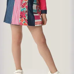 One Friday Kids Blue Printed Regular Fit Skirt-picture-23
