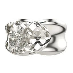 VALANOVA White Gold Plated Sterling Silver 0.07Ct Lab Grown Diamond Ring-image-82