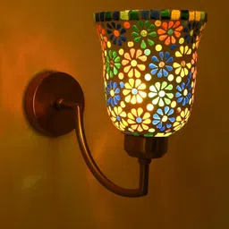 SOMIL White & Gold-Toned Printed Glass Cylinder Shaped Wall Lamp-20