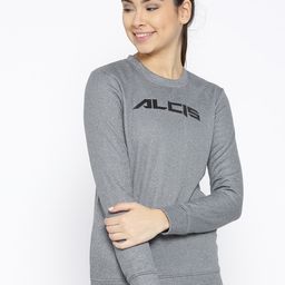 Alcis Women Grey Melange Solid Sweatshirt-image-97