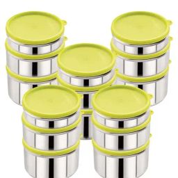Magnus Green Stainless Steel Easy Lock Container - Set of 15-15