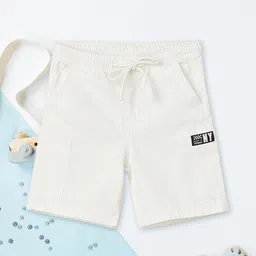max Boys Ivory Regular Fit Mid-Rise Cotton Cargo Shorts-image-80