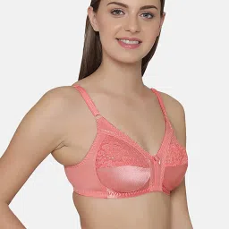 Clovia Peach Self Pattern Full Coverage Bra image 4