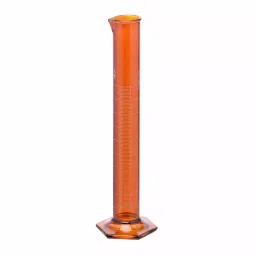 ABGIL Graduated Cylinder Single Metric Scale with Pour Out and Hexagon Base Class B Accuracy 5 L Amber MS-AC-184-11-26