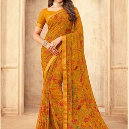 DIVASTRI Floral Pure Chiffon Saree-picture-36