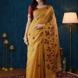 Satrani Yellow Chanderi Woven Saree With Unstitched Blouse-image-57