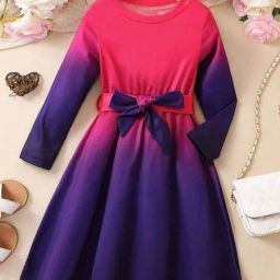 Bolly Lounge Girls Pink & Blue Solid Full Sleeves Dress-image-27