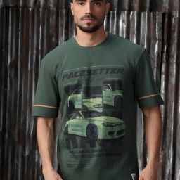 High Star Green Cotton Relaxed fit Print T-Shirts-image-32