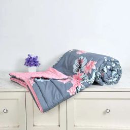 Florida CS-Rose Grey Blend 180 TC King Size Bedsheet & Comforter With 2 Pillow Covers-image-31