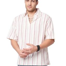 VASTRADO Core Fashion Off-White Stripes Oversized Shirt-image-10