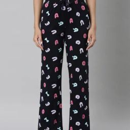 TWIN BIRDS Navy Classic Print Trousers-picture-27