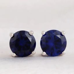 Ornate Jewels 92.5 Sterling Silver Blue Sapphire Solitaire Stud Earrings-image-43