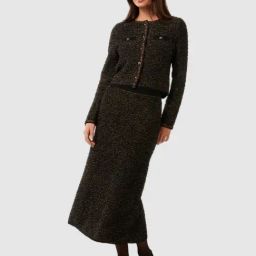 Forever New Black Fitted Self Cardigan-20