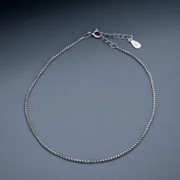 Kushal's Fashion Jewellery White Rhodium Polished Silver Flexible Anklet-picture-41