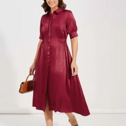 Styli Red Regular Fit Shirt Dress-image-59