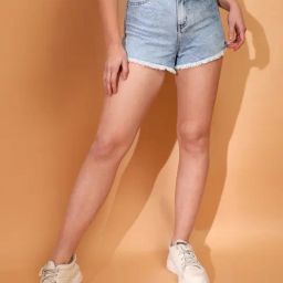 Tales & Stories Light Blue Regular Fit Shorts-image-16
