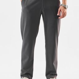 Snitch Men Charcoal Grey Mid-Rise Relaxed Fit Trouser-image-91