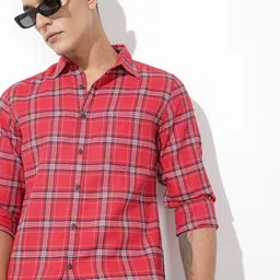 R.Code by The Roadster Life Co. Classic Fit Tartan Checks Casual Shirt-image-82