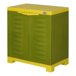 SUPREME Storage Cabinet Paneled Hinged 2 Doors 1 Shelves 590x645x350 mm, Mehandi Green & Lemon Yellow-picture-42