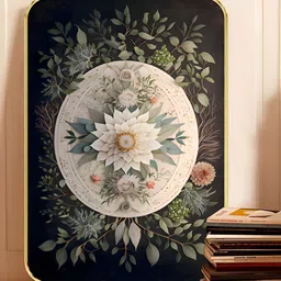 SAF Black & White Wooden Vintage Botanical Mandala Wall Art-image-90