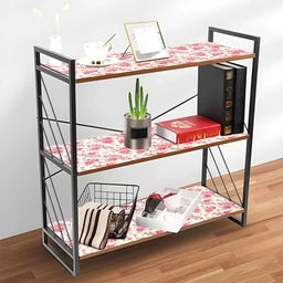Kuber Industries Cream & Pink 3 Pieces Printed Water Resistant Shelf Liner Organisers-24